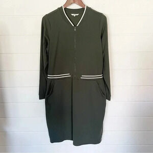 Sandwich Brushed Jersey Sporty Dress in Olive Green Size Large